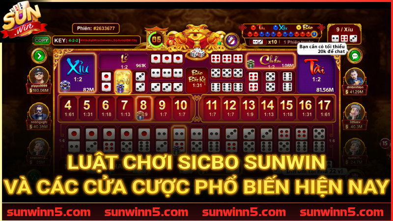 Quy định thắng thua và danh sách các cửa đặt Sicbo Sunwin thịnh hành